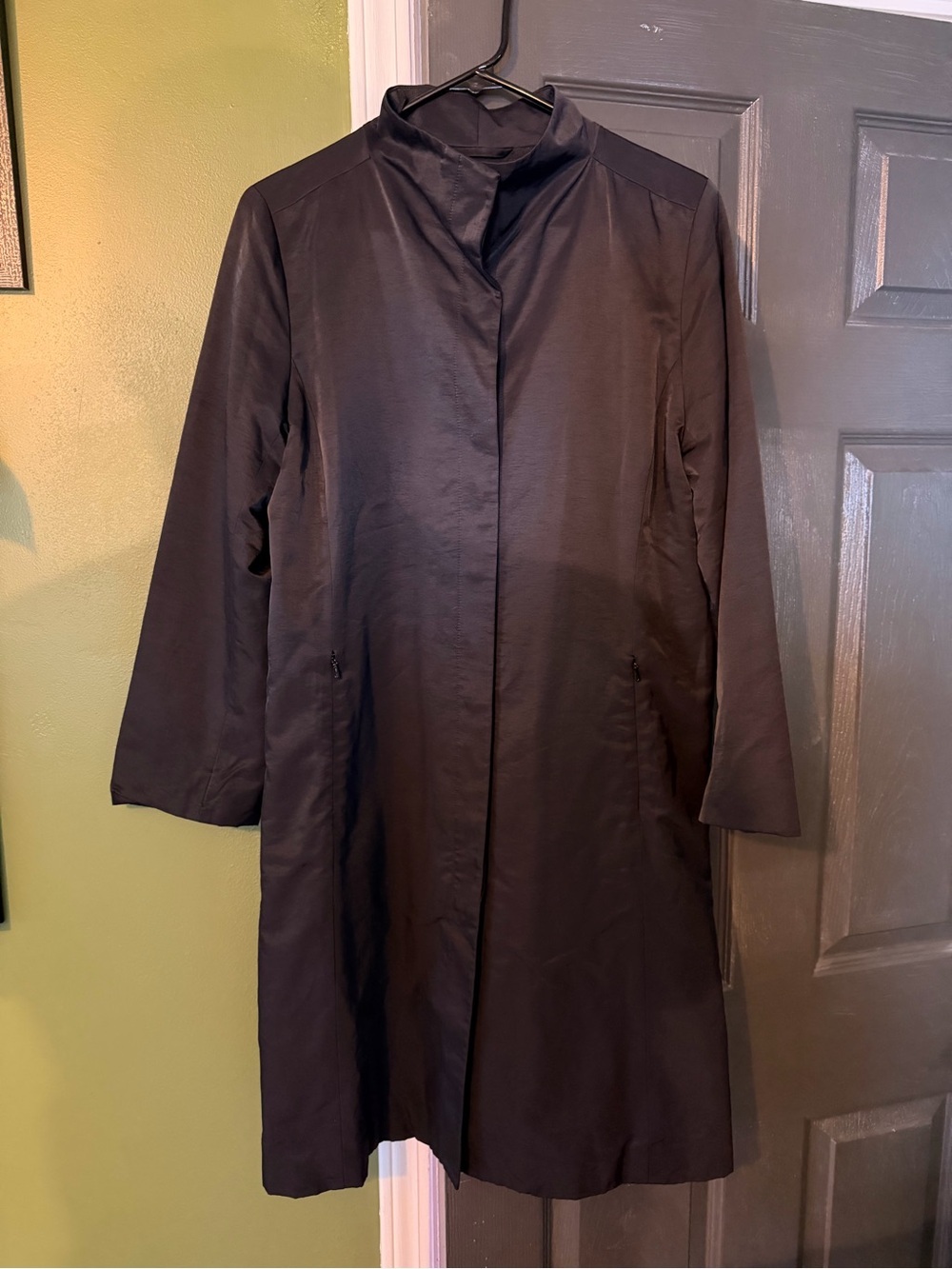 Eileen Fisher Black Long Mid-Weight Coat with Fleece lining